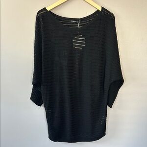 NWT Stradivarius Black‎ Pointelle Knit Sweater Size Large